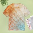 thumbnail image 4 of Mermaid Fish Scales Womens Tops Women's Fashion Casual Short Sleeve Flower Print Round Neck Pullover Top Blouse, 4 of 6