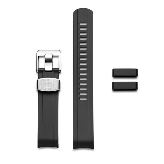 CRAFTER BLUE CB13 Curved End Watch Band Rubber Strap Replacement for Seiko mm200 SBDC061 and Seiko mini turtle SRPC35K1 etc, Black