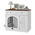 thumbnail image 3 of Ataucjin 37.5 Inch Dog Crate Furniture, Multi-Functional Dog Crate Furniture, Dog Kennel Furniture with Storage Drawers &Rotating Bowls, Furniture-Style Dog Crate for Small to Large Breeds Dog Kennel, 3 of 10