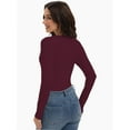 thumbnail image 2 of Womens Square Neck T Shirts Long Sleeve Tops Fitted Tees, 2 of 6