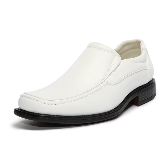 Bruno Marc Men's Classic Formal Dress Shoes Square Toe Loafer Shoes Casual Work Shoes GOLDMAN-02 WHITE Size 10