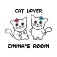 thumbnail image 2 of Personalized Name Animal Wall Decal Cute Male and Female Kitten Playing Bedroom Wall Decal for Girls Cat Cute Themed Room Decal - Size: 22 In x 18 In, 2 of 4