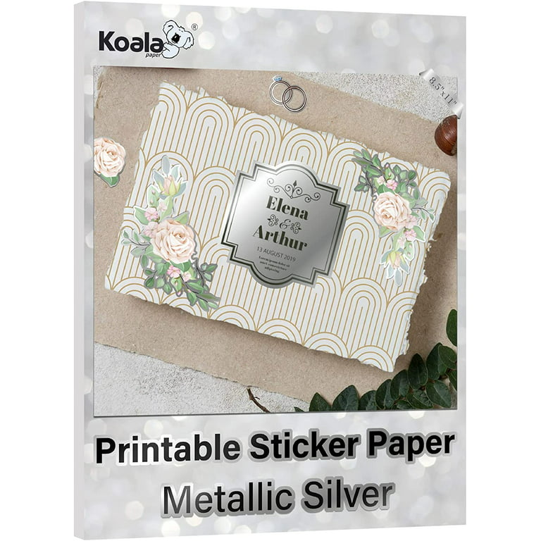 Koala Printable Silver Sticker Paper for Inkjet and Laser Printers