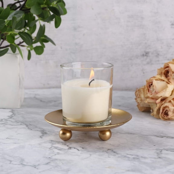 Clearance Under $3 Gold Plate Candle Holder – Decorative Pillar Stand for Wax Candles & Centerpieces (Style C)