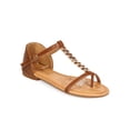 thumbnail image 1 of New Women CHeRISH Sallie-5 Leatherette Chevron T-Strap Thong Flat Sandal Size, 1 of 5