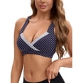 thumbnail image 4 of INSPIRE CHIC Women's Lace Polka Dots Crossover Wirefree Sleep Breastfeeding Soft Cup Maternity Nursing Bras S Dark Blue, 4 of 4