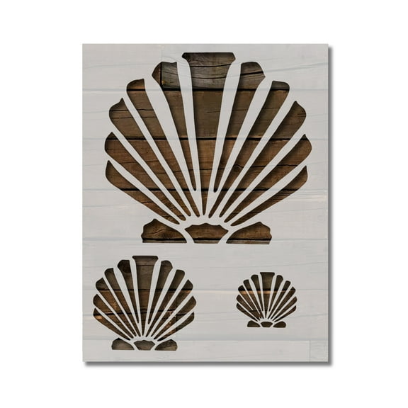 Scallop Beach Sea Shells Stencil Templates Reusable 8.5 x 11 for Painting on Walls, Wood, Etc. By Stencilville