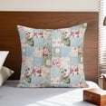 thumbnail image 4 of Pillow Covers 16x16 Inch, Green Blue Pink Botanical Linen Pillowcase with Invisible Zipper, Spring Floral Vintage Decorative Throw Pillow Covers Cushion Case for Couch Sofa Bed Living Room, 4 of 9
