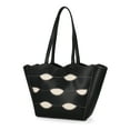thumbnail image 2 of Free Assembly Women's Allegra Faux Leather Cut Out Tote Handbag, Black/Cream, 2 of 7