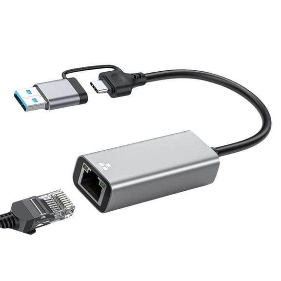 MOMOJIA Two USB C/USB A to RJ45 Ethernet Adapter 1/2.5Gbps Gigabit LAN Networkings Converters Aluminum Alloy Portable for Laptop PC