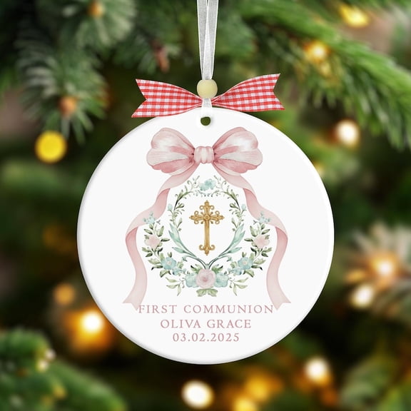 Personalized Baptism Ornament – Christening Keepsake Gift for Baby Boys or Girls, Religious Cross Decoration & Baptism Gift 2025