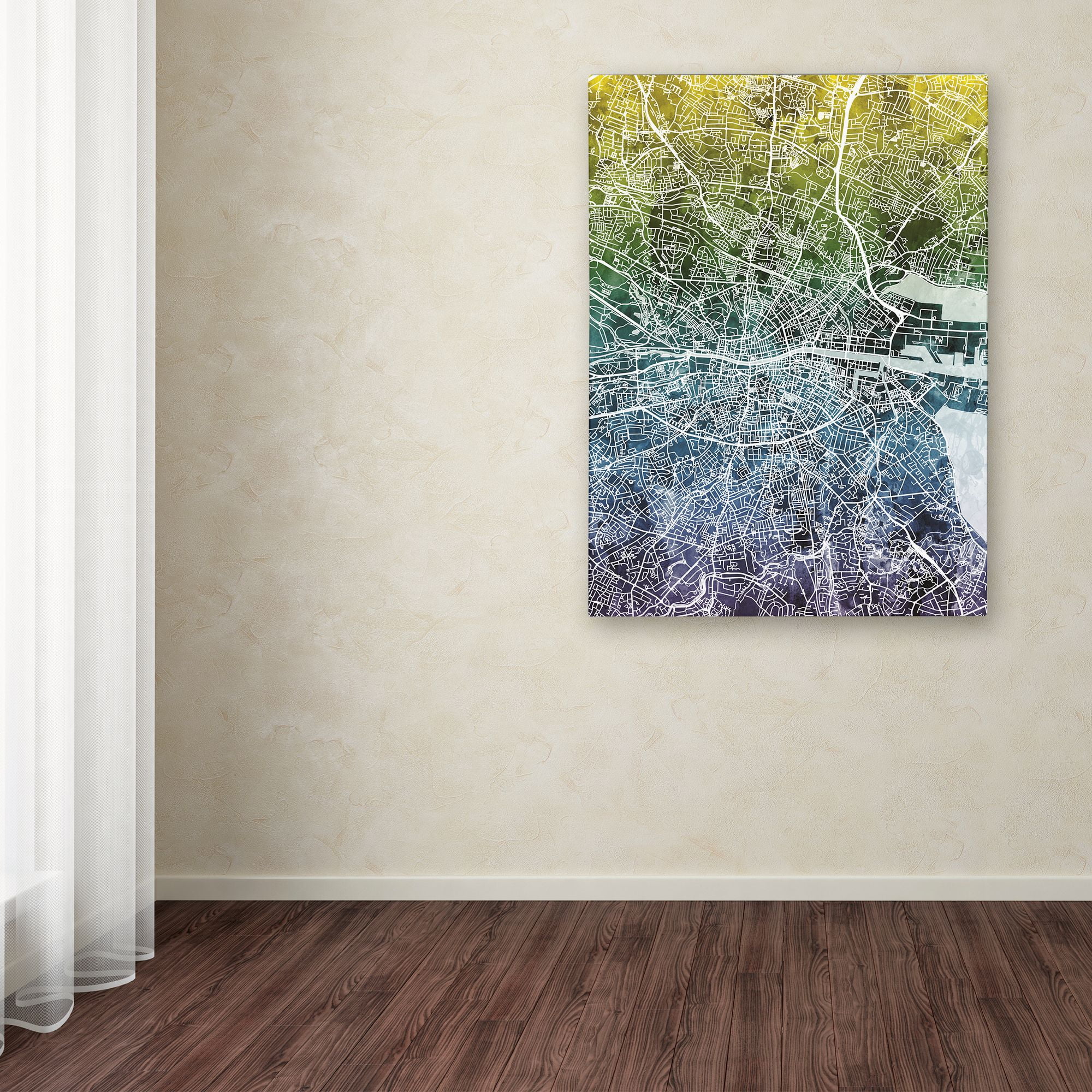 Trademark Fine Art 'Dublin Ireland City Map IV' Canvas Art by Michael Tompsett