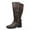 Brown, variant on Hawkwell Women's Extra Wide Calf Pull On Side Zipper Knee High Boots,US 6.5,Brown