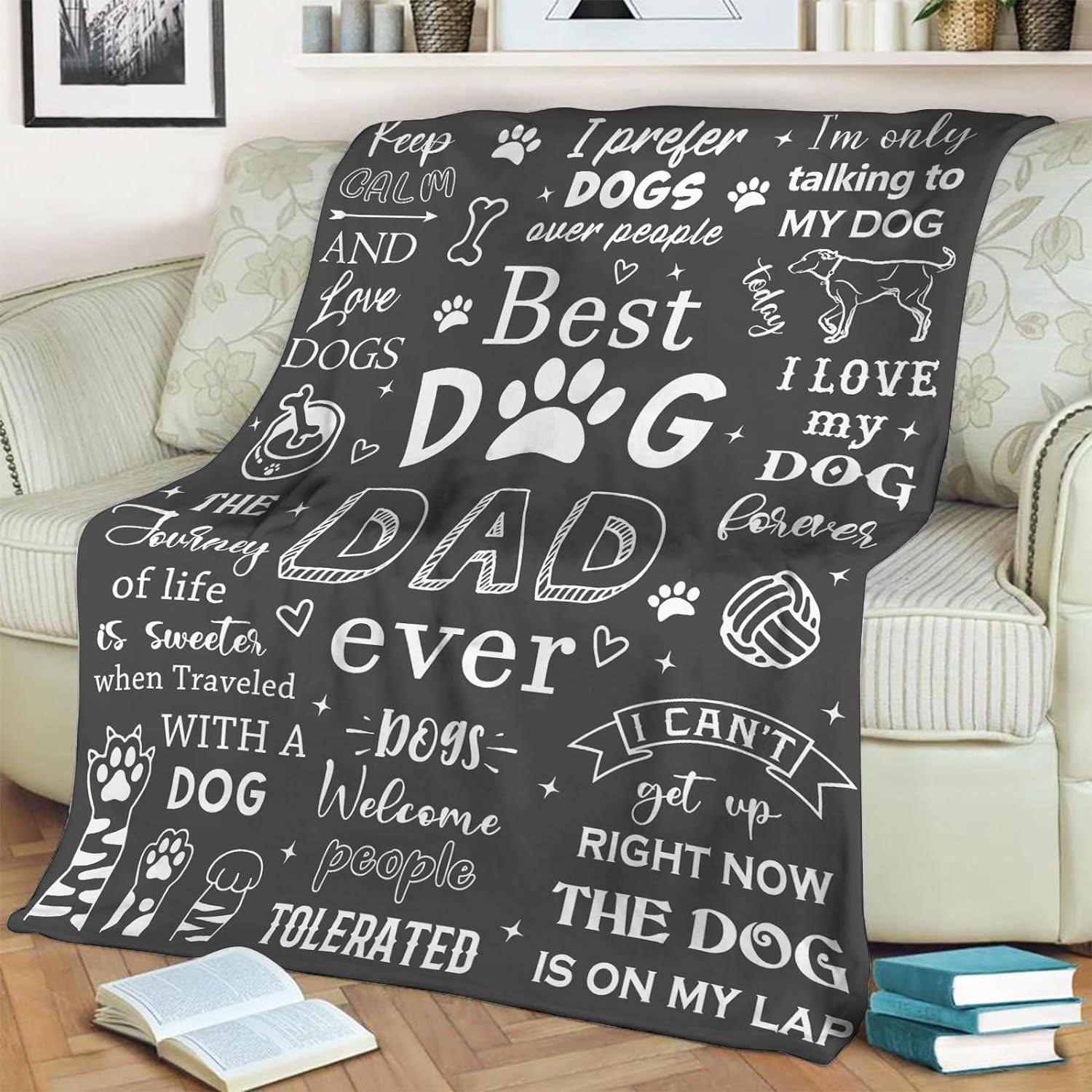 Dog Dad Blanket 50"x60", Dog Dad Gifts for Men, Dog Dad Gift, Birthday Gifts for Dog Dad, Dog Lover Gifts for Men, Christmas Fathers Day Dog Gifts for Dog Lovers Men, Dog Lover Gift Ideas