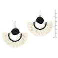 thumbnail image 2 of AeraVida Stylish Fan Shaped Natural Tassels with Black Accents Brass Dangle Earrings, 2 of 4