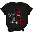 thumbnail image 1 of Camisas Navideñas Para Mujer Moda Casual Impresión Cuello Redondo Suelto Manga Corta Suéter Tops Odeerbi ODB205303, 1 of 5