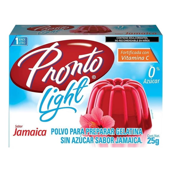 Polvo para preparar gelatina Pronto de agua light sabor jamaica 25 g