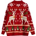 thumbnail image 3 of Suéter rojo de alce grueso de otoño e invierno con temática navideña, atuendo para padres e hijos, suéter holgado de estilo perezoso de alta gama, suéter suave, 3 of 5