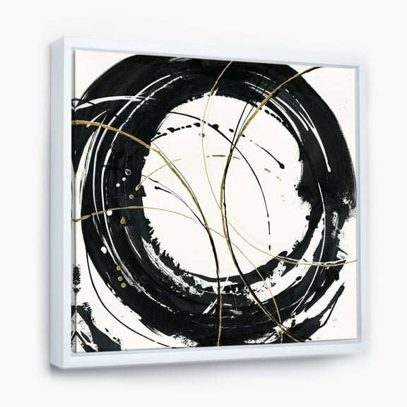 Designart ' Gold Metallic Circle ' Modern Glam Framed Canvas