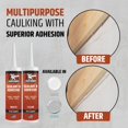 thumbnail image 2 of Liquid Rubber Caulk - Hybrid Adhesive and Protective Sealant, White, 4 Pack, 2 of 6