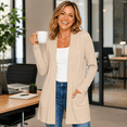 thumbnail image 6 of Women's Long Sleeve Open Front Cardigan with Pockets, Long Casual Cardigan, 6 of 7