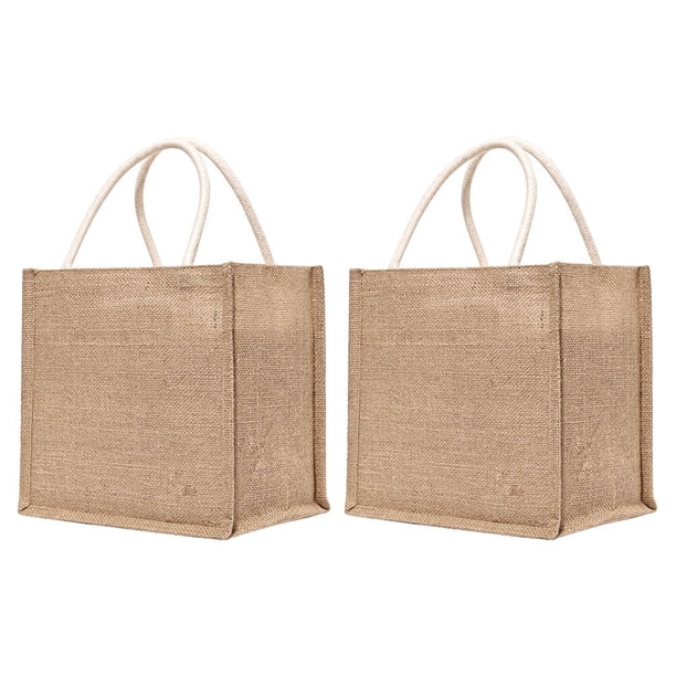 BRIGHTFUFU Bolsas de regalo de la arpillera de 2pcs bolsa de mano bolsa de compras bolsa de asas simples bolsas de asas