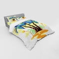 thumbnail image 3 of Ambesonne Tropical Bedding Set 3 Pcs, Cartoon Island Sunset, Twin, Blue Orange, 3 of 3