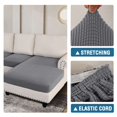 thumbnail image 3 of Turquoize 4-Piece Separate Slipcovers Textured Grid Polyester Blend Sectional Couch Sofa Covers for Left/Right L Shape Chaise Lounge Sofa,Dove 3 Seater + 1 Chaise, 3 of 8