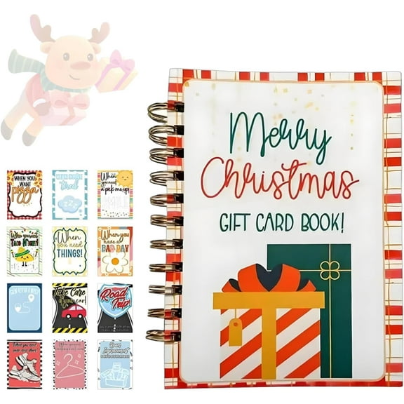 FESTILA Merry Christmas Gift Card Book with removable pages, DIY 5x7 Inch Color Spiral-Bound Card Book, Christma Gift Cards Books Holder