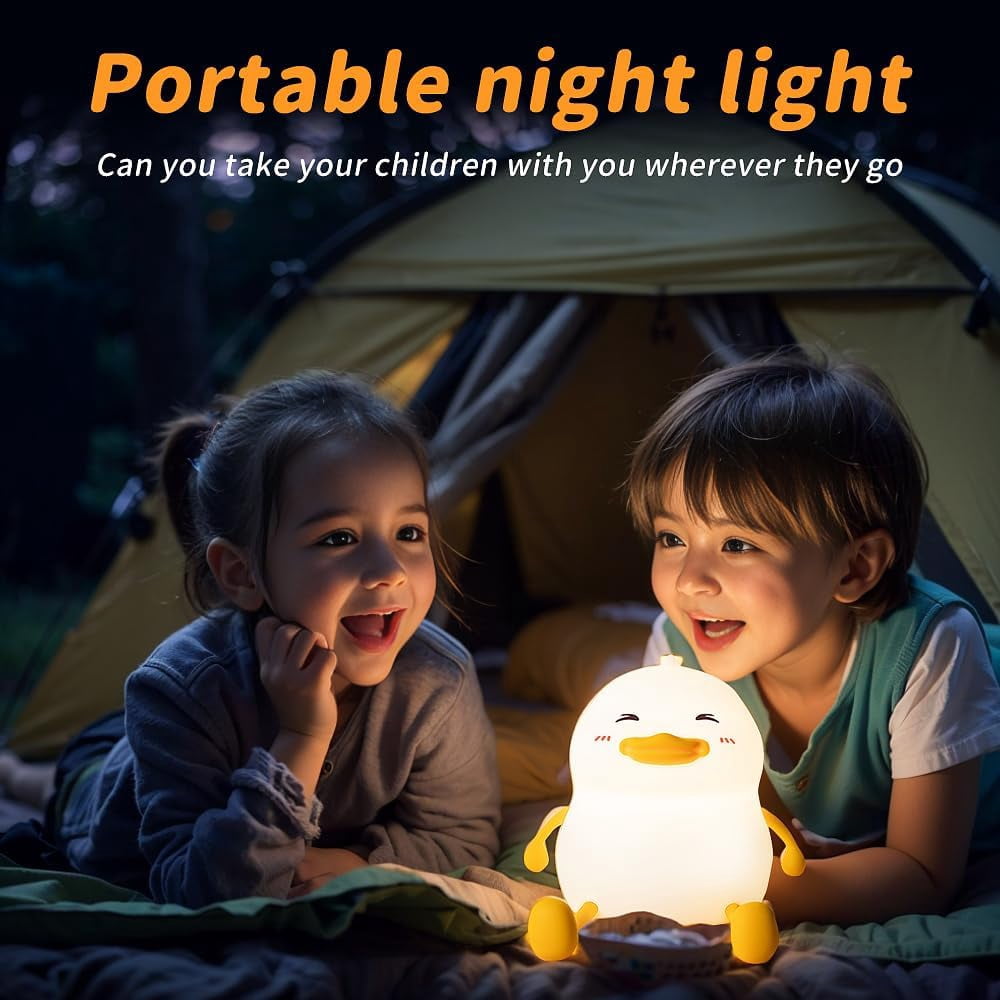 LED Cute Duck Night Light, Duck Silicone Baby Night Light, Rechargeable Table Lamp, Bedside Lamp with Touch Sensor for Bedroom, Living Room, 3 Dimmable Functions