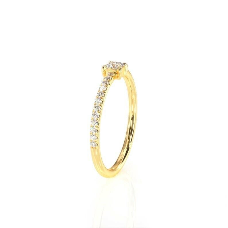 HeartsAndYou 1.5ct Princess Cut Moissanite Engagement Ring for Women Accents Solitaire 18k Yellow Gold Over Silver