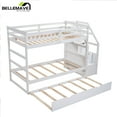 thumbnail image 3 of BELLEMAVE Twin over Twin Bunk Beds , Full Size Bunk Bed with Trundle, Storage Stairs and Full-Length Guardrail, Wood Bunk Bed , Tenns(White), 3 of 12