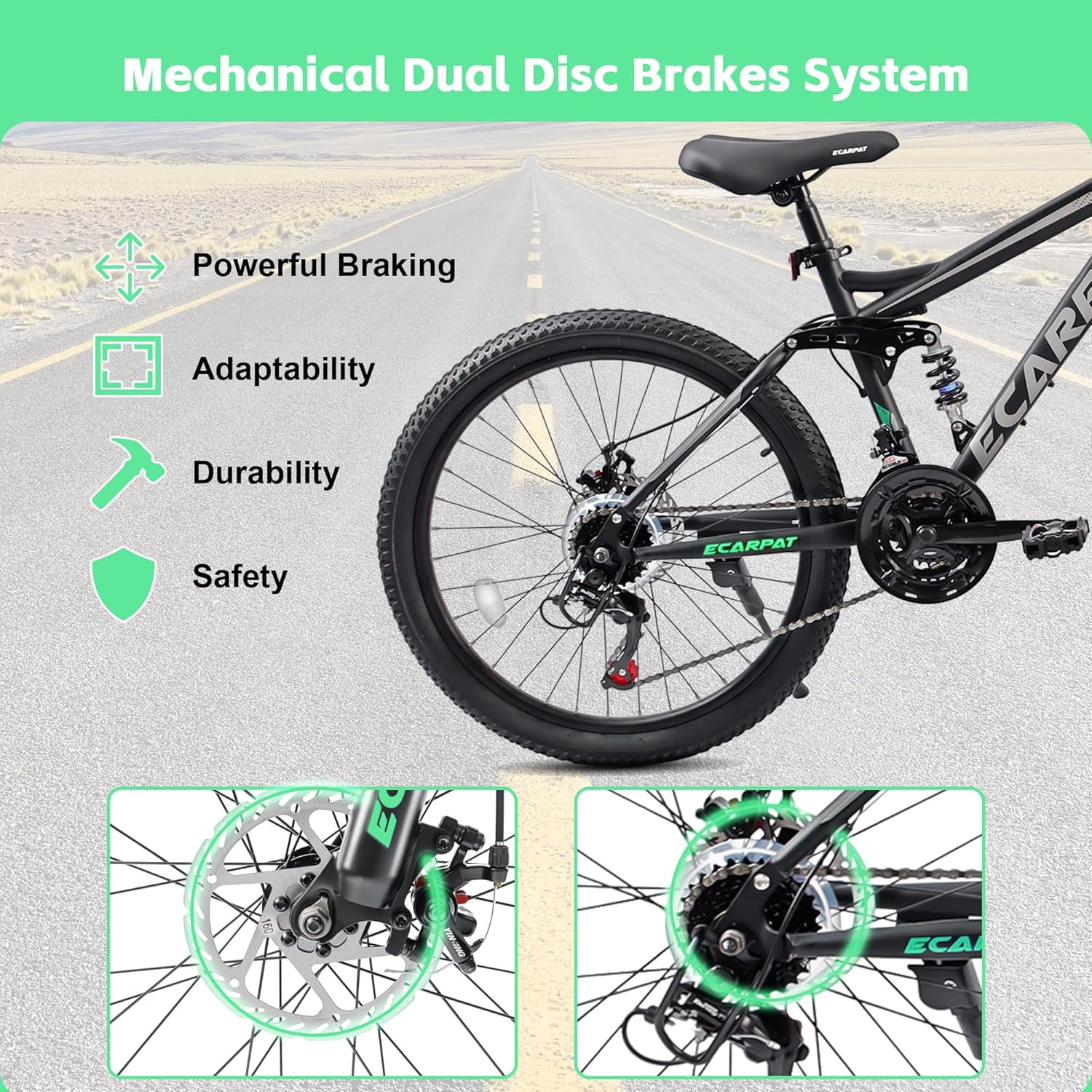 Ambifirner 24 Inch Adult Bike, 21 Speed Commuter Bicycle, Bicycle for Women and Men with High-Carbon Steel 24 Speed Mountain Urban Bike
