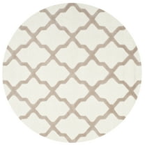 SAFAVIEH Cambridge Liam Geometric Wool Area Rug, Ivory/Beige, 8' x 8' Round