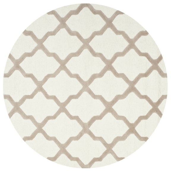 SAFAVIEH Cambridge Liam Geometric Wool Area Rug, Ivory/Beige, 6' x 6' Round
