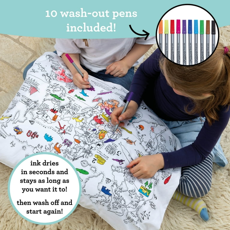 World Map Colour In Cotton Pillowcase World Map Colour In Cotton Pillowcase