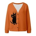 thumbnail image 4 of Wang6 Womens Plus Size Cardigan Sweaters Black Open Front Button Long Sleeve Knit Sweater Fall Winter V Neck Cute Animal Printed Knitted Outwear Tops Orange XL, 4 of 5