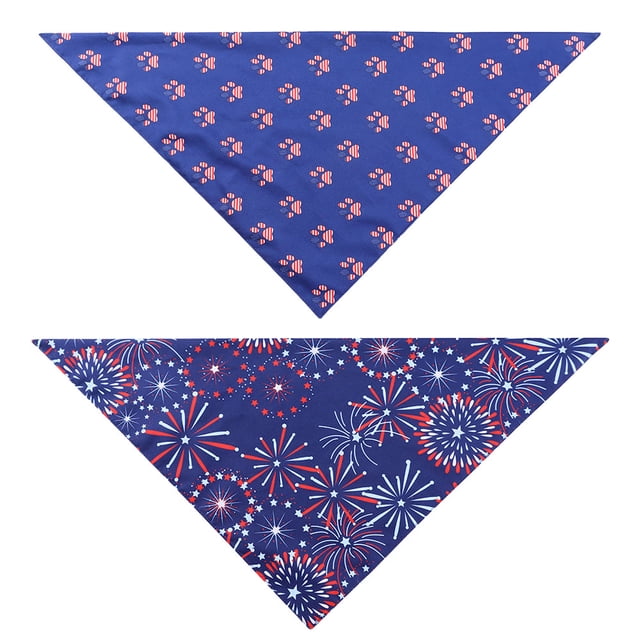 Paquete de 2 bandanas para perros del 4 de julio, suministros para fiestas para perros del Día de la Independencia, bufanda triangular para mascotas, pañuelo para la cabeza para mascotas