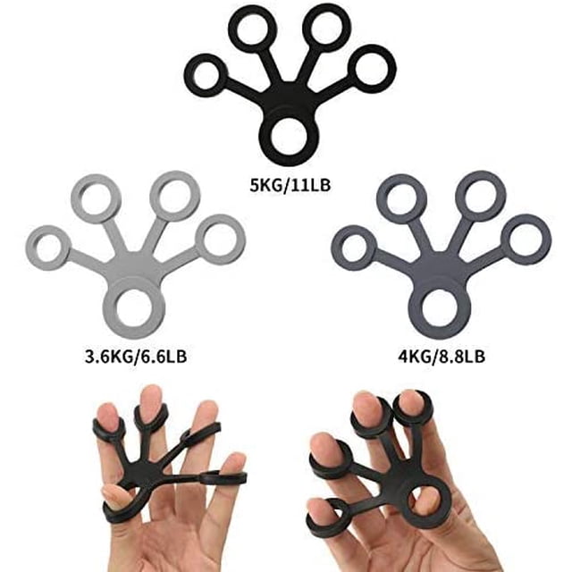 Finger Stretcher, Hand Extensor, 3 Finger Resistance Bands, Finger Strength Trainer, Gripper Set For Arthritis, Carpal Tunnel Exercises, Guitar, Piano And Climbing