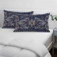 thumbnail image 4 of Navy Blue Boho Pillow Covers King, Abstract Art Ethnic Vintage Geometric Soft Brushed Microfiber Breathable Throw Pillow Covers, Pillowcase with Zipper for Couch Sofa Bedroom Living Room 20"x36", 4 of 9