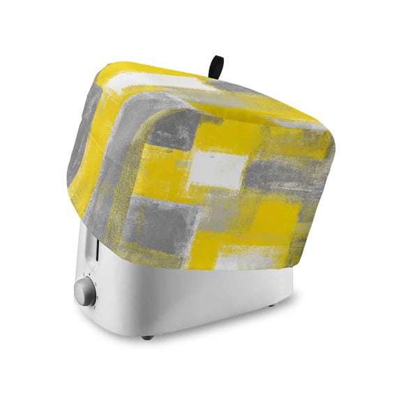 Fsddascl Yellow Grey Toaster Cover 4 Slice, Large Kitchen Appliance Covers, Rustic Mottled Oil Painting Abstract Texture Toaster Oven Cover with Loop, Bread Machine Cover Dust Cover Protection