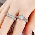 thumbnail image 4 of K-KED Luxury Women 2pcs/set 925 Silver Rings Cubic Zirconia Delicate Jewelry Size 6-10-9-Silver, 4 of 9