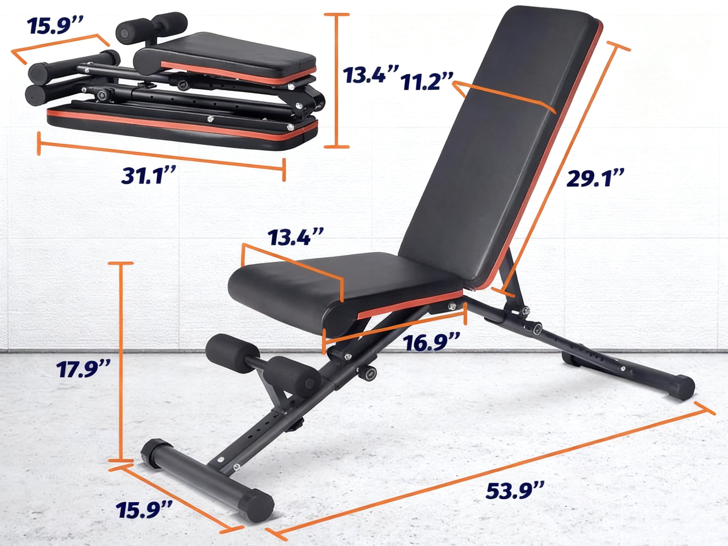 Sybels Heavy Duty Foldable Workout Bench, 795LBS Capacity with Commercial-Grade Steel & Adjustable Design,  for Home Gym Strength Training