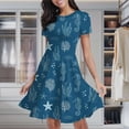 thumbnail image 2 of Sea Life Pattern Blue Background Women's Classic Swing Skater Dress Casual Work Party Cocktail Dresses, 2 of 6