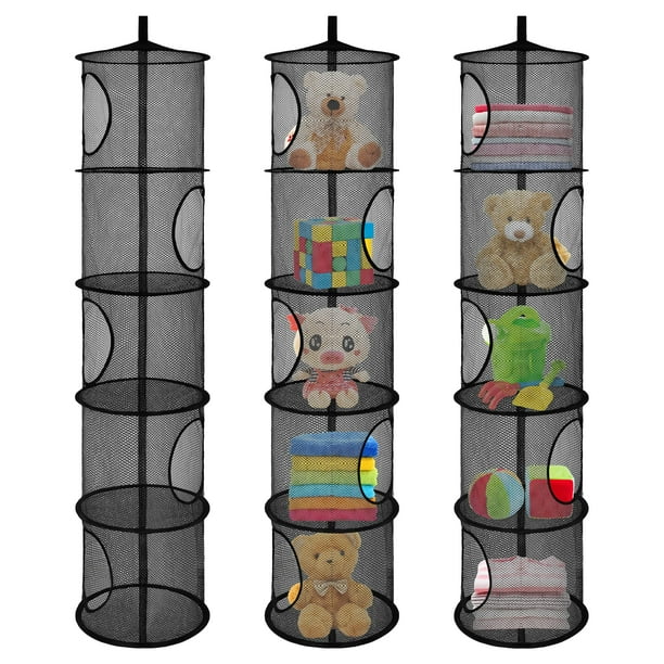 Organizador Colgante de Peluches 3 Piezas Rosa Costera y Negro