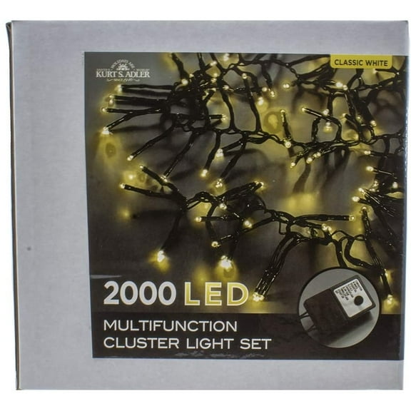 Kurt Adler 2000-Light 65-Foot Cluster Garland with Classic White LED Lights