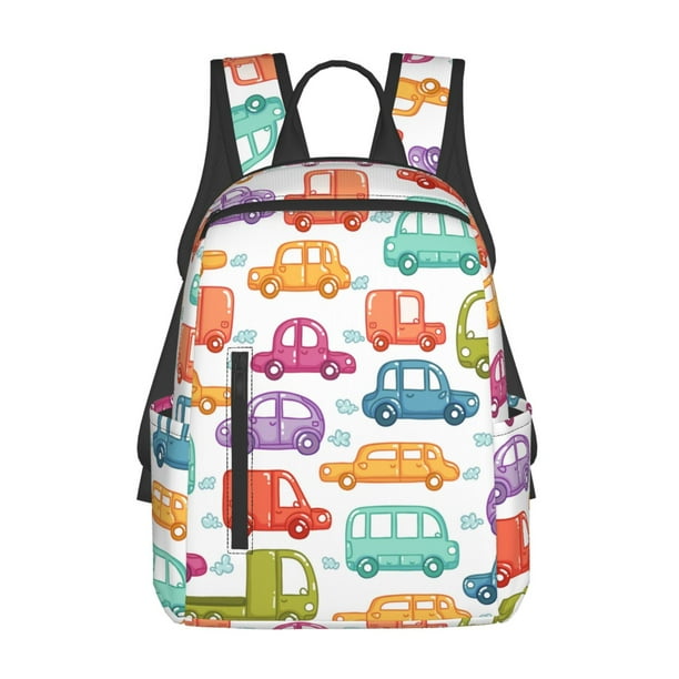 Fotbe Doodle Cars Mochila Ligera para Hombres y Mujeres - Duradera y Resistente al Agua, Ideal para Escuela, Trabajo, Viajes y Uso Diario