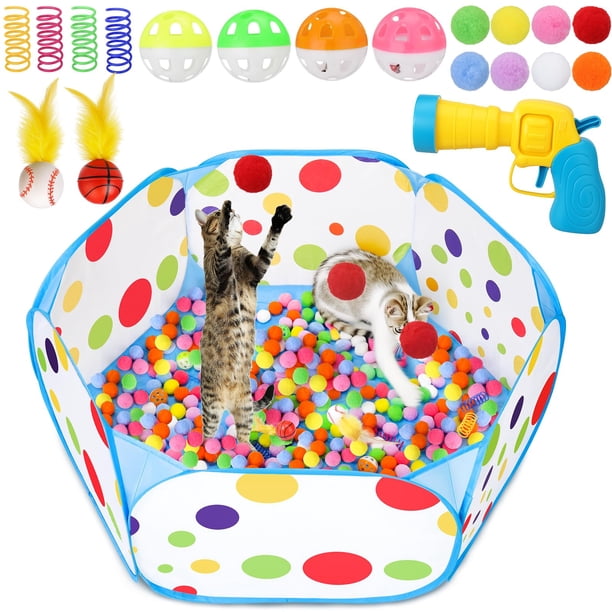 Juguete Interactivo para Gatos Palksky: Piscina de Pelotas con Lanzador y Juguetes