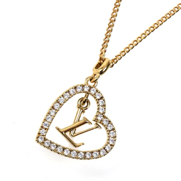 Pre-Owned LOUIS VUITTON Louis Vuitton GP Rhinestone My LV Heart Necklace M02389 44cm Women's