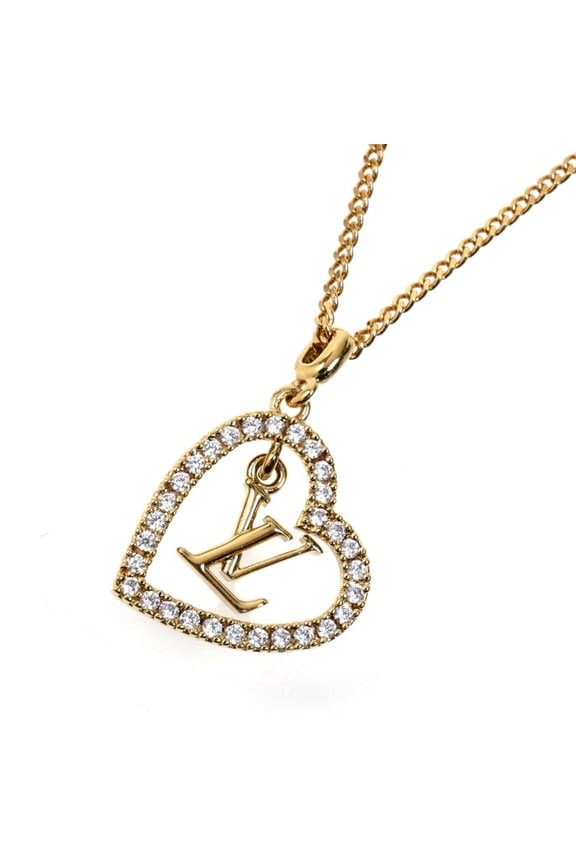 Pre-Owned LOUIS VUITTON Louis Vuitton GP Rhinestone My LV Heart Necklace M02389 44cm Women's